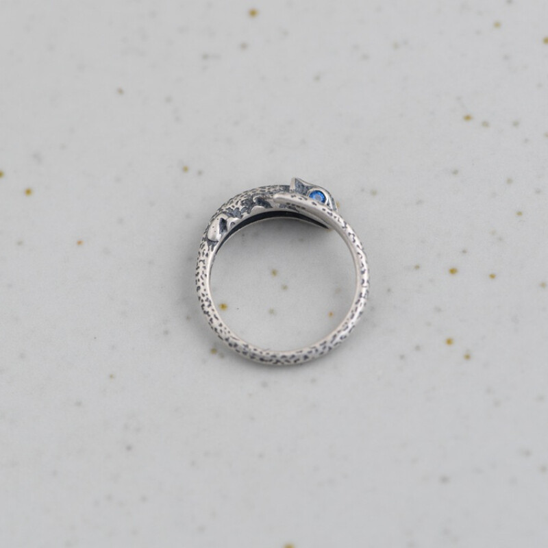 lizard wrapped S925 ring Silver chameleon jewelry adjustable ring