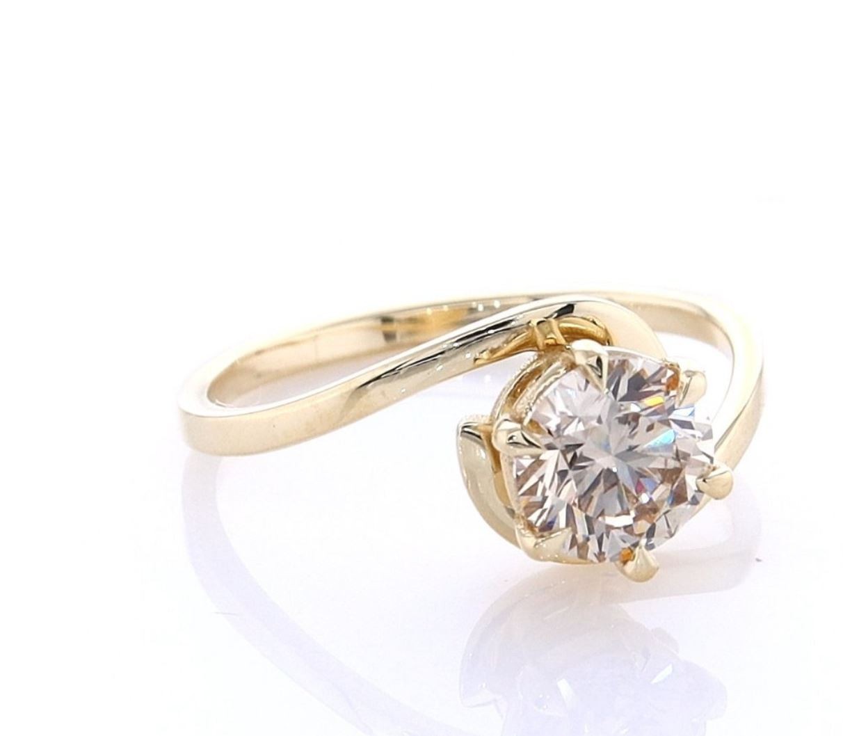 IGI Certified 1.02ct Natural Round Brilliant Cut Diamond Ring in 14K Yellow Gold