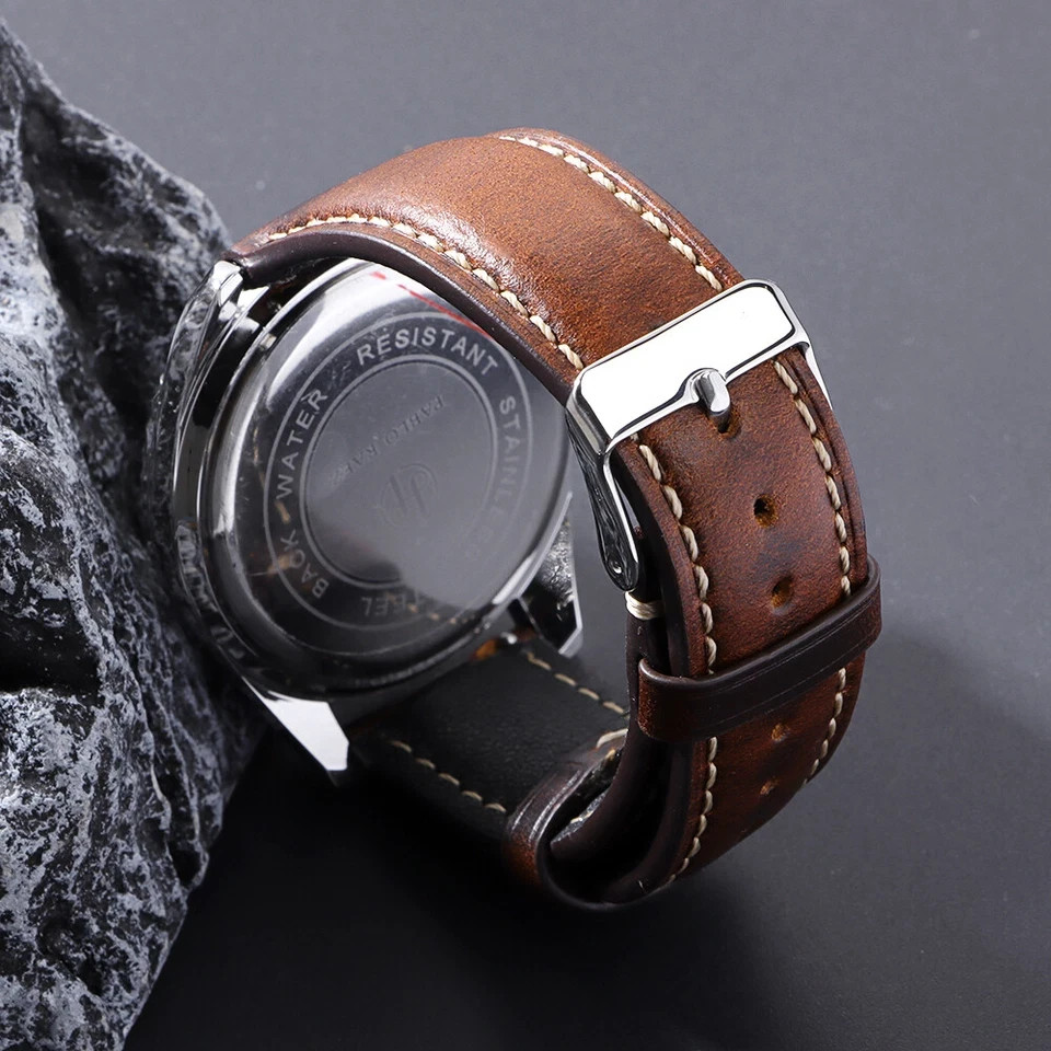 18mm 19mm 20mm 21mm 22mm Men’s Genuine Leather Watch Strap Band Quick Release