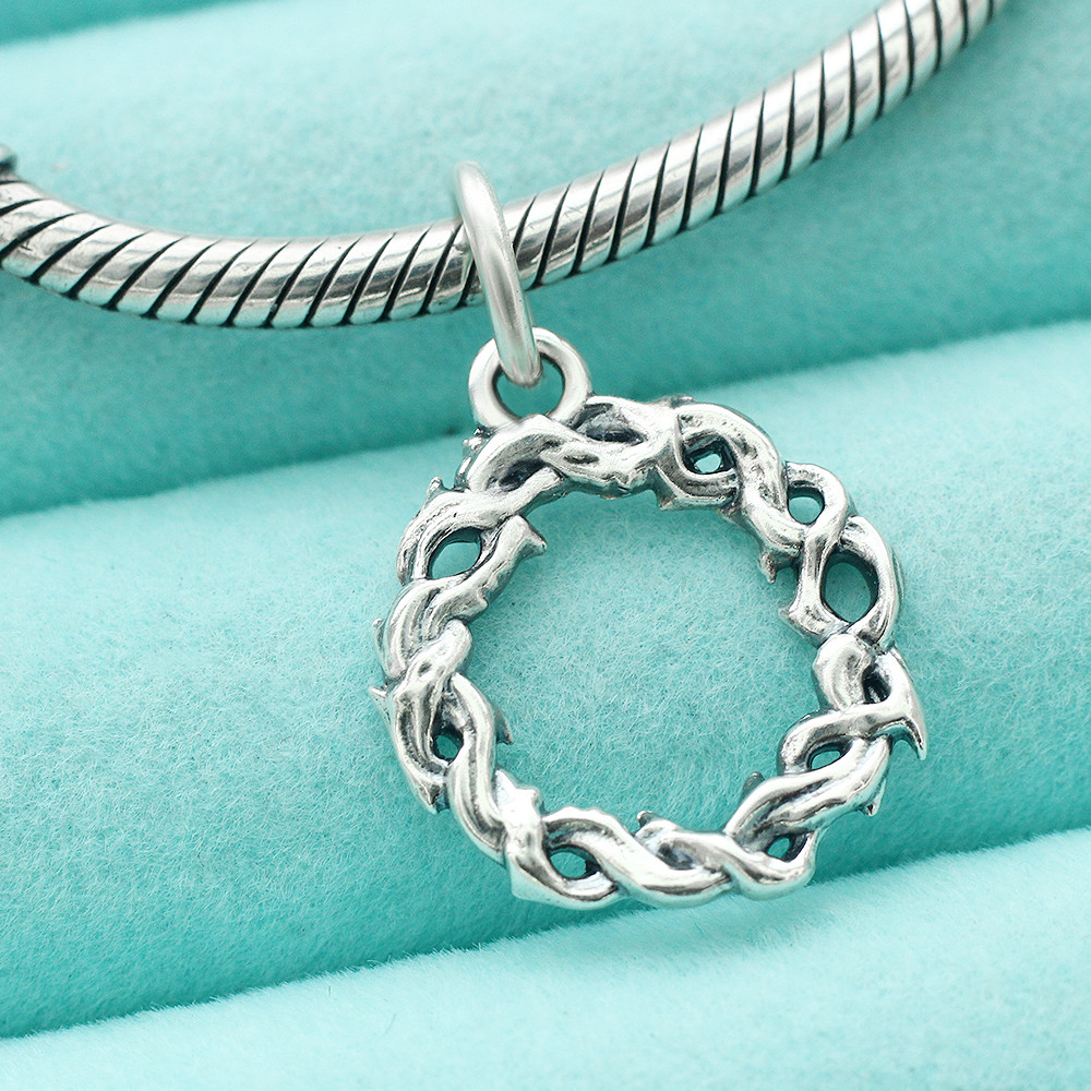 925 Sterling Silver Crown Of Thorns Pendant Jesus Charm Christian Spiritual