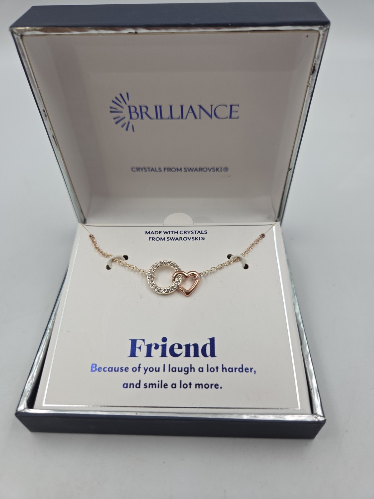 Brilliance Friend Gold Heart Silver Crystal Infinity Circle Pendant Necklace NEW