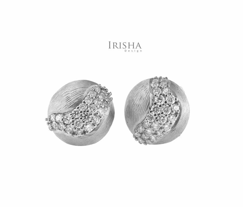 0.40 Ct. Genuine Diamond Unique Brush Texture Studs Earring in 14K Gold
