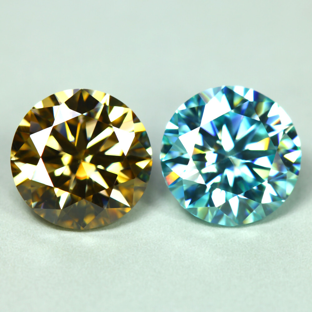 5.03 CTS_REPLACEMENT of DIAMOND_GENUINE REAL YELLOW & BLUE MOISSANITE_9 MM
