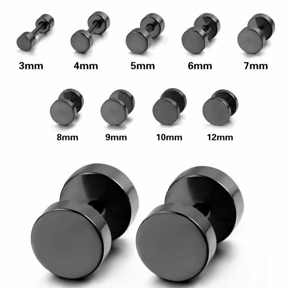 High Polished Surgical Steel Screw Flat Back Disc Stud Earrings for Women Men