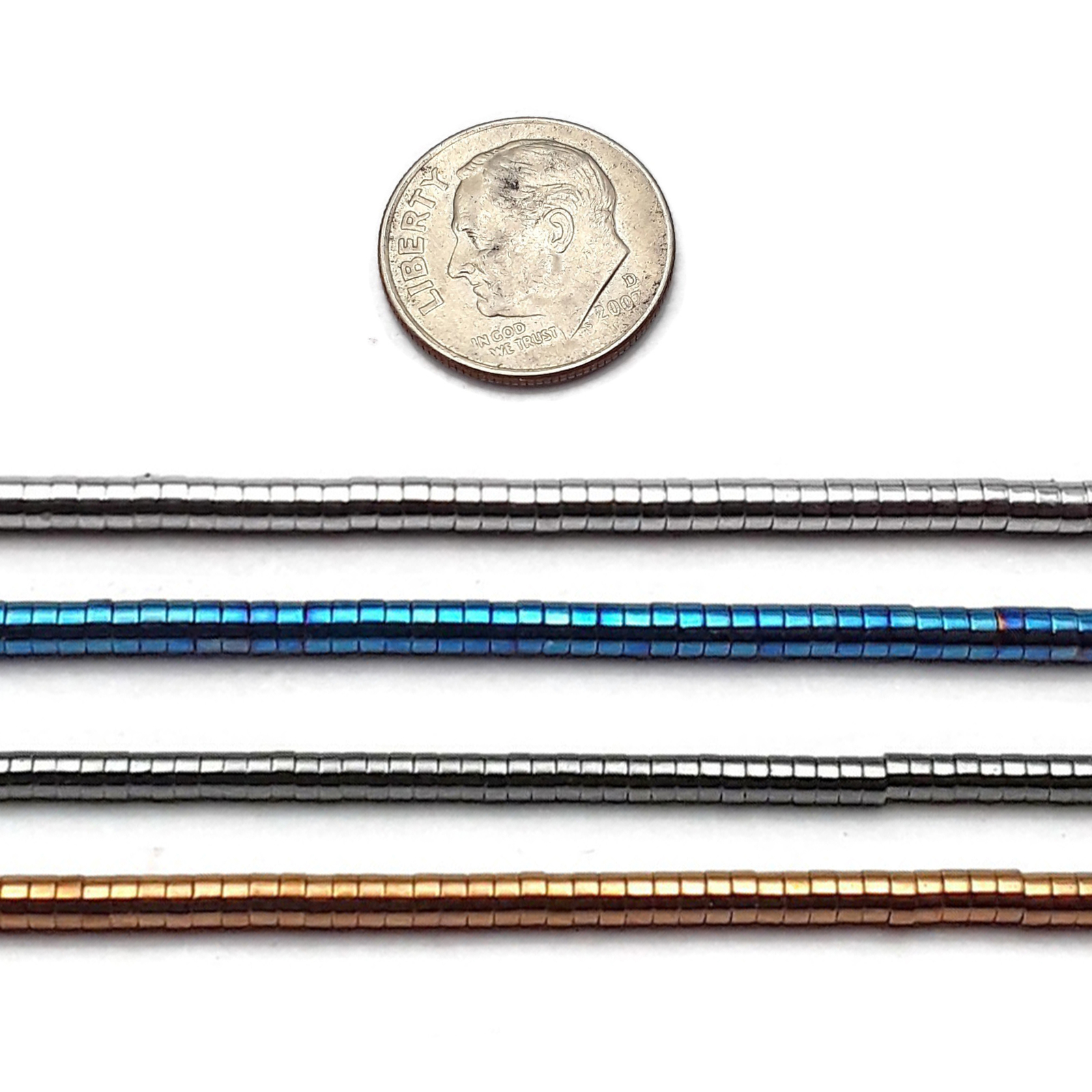 Gray/Blue/Silver/Copper Hematite Smooth Heishi Discs Beads 1x2mm 15.5″ Strand
