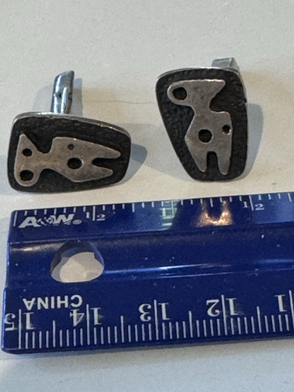 Midcentury Modernist STERLING SILVER vintage CUFFLINKS iconic image RARE.