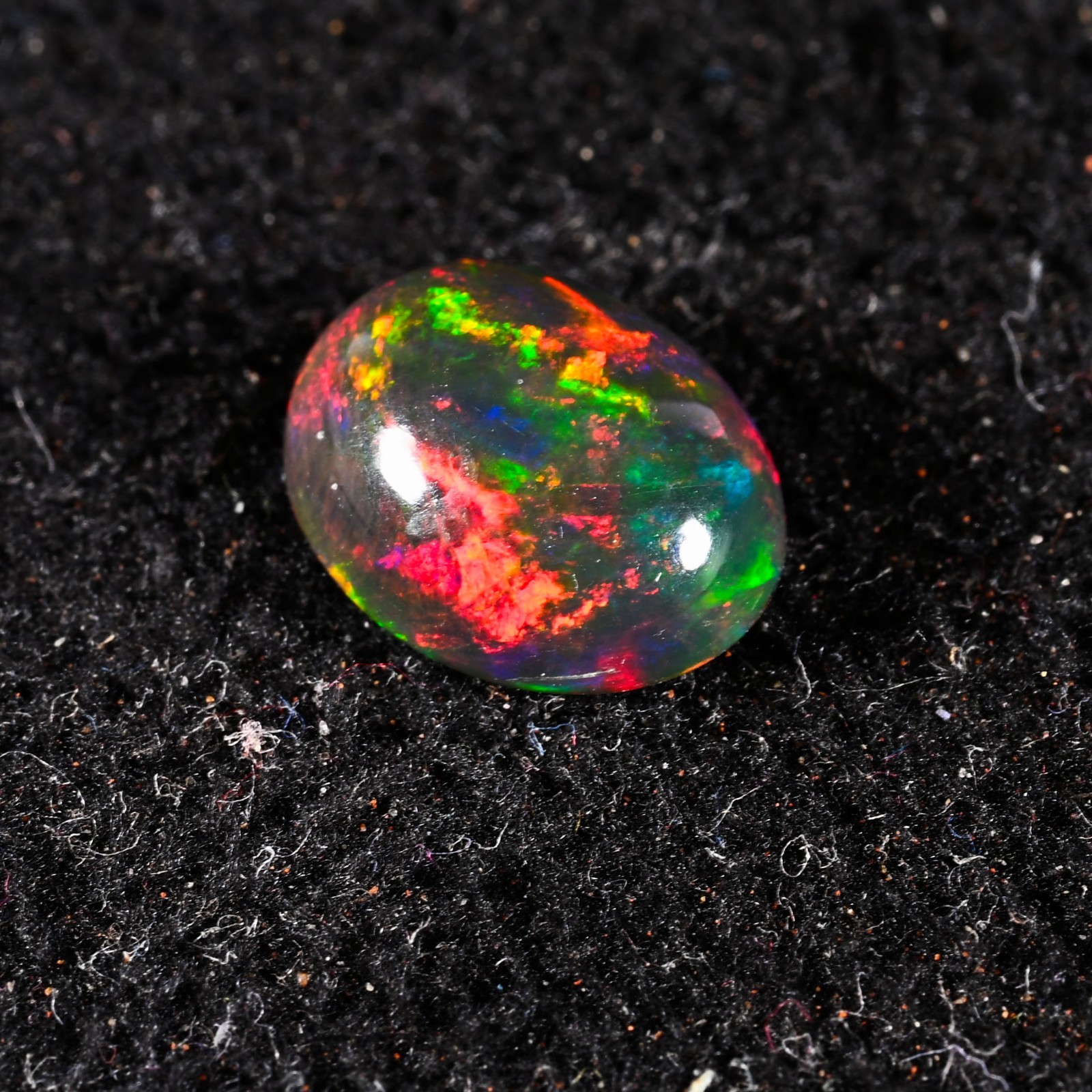 1.85 Ct Natural Ethiopian Black Opal 10×8 mm Fire Opal Cabochon Loose Gemstone