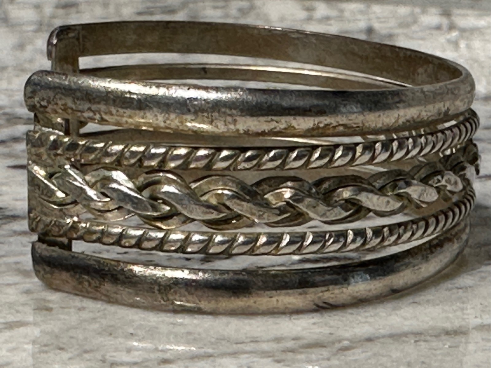 STERLING SILVER Vintage Rope Cuff Bracelet 1.2 oz 34 grams Marked 925 Mexico