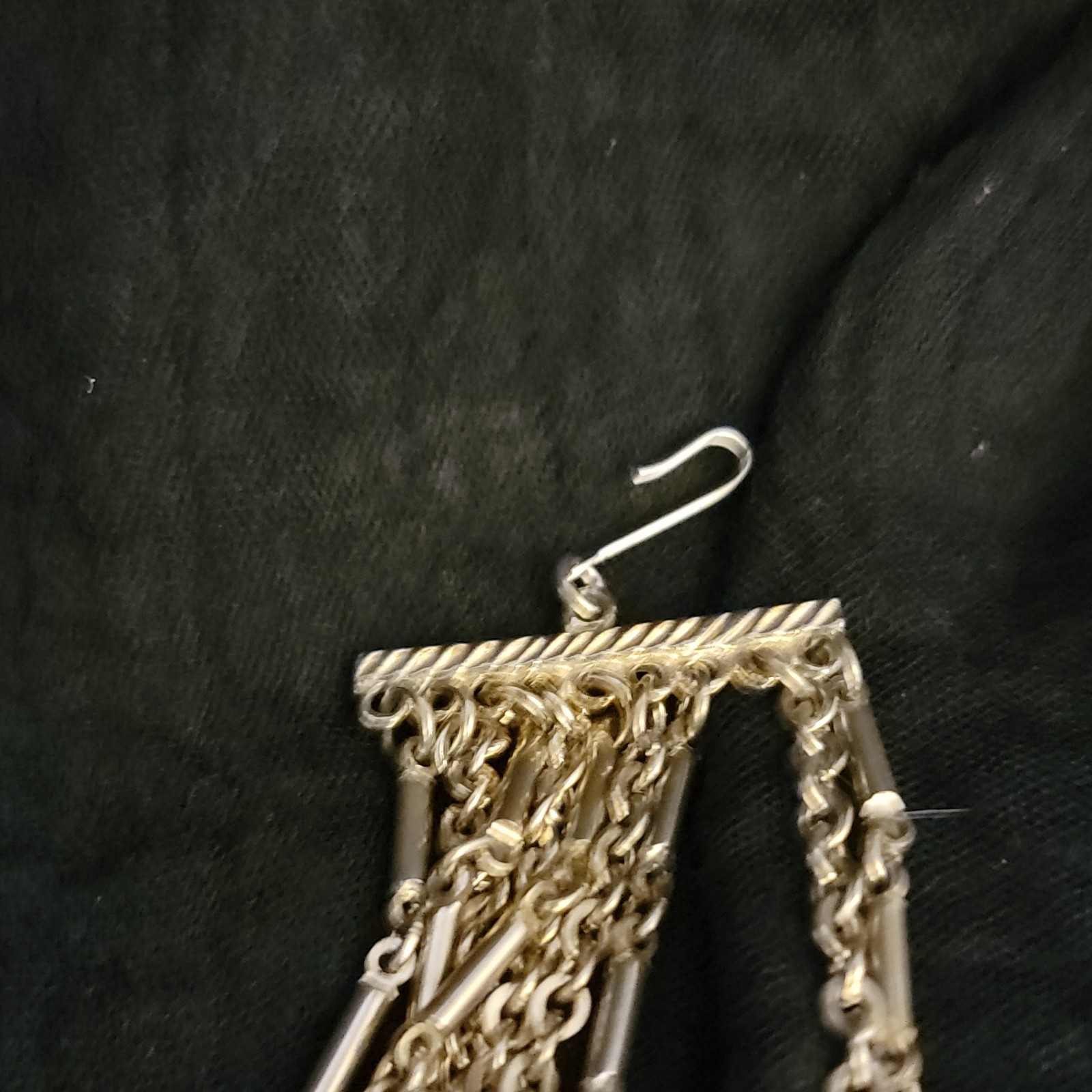 Silver Tone Multi-Strand Layered Cable Chain Statement Necklace Hook Clasp
