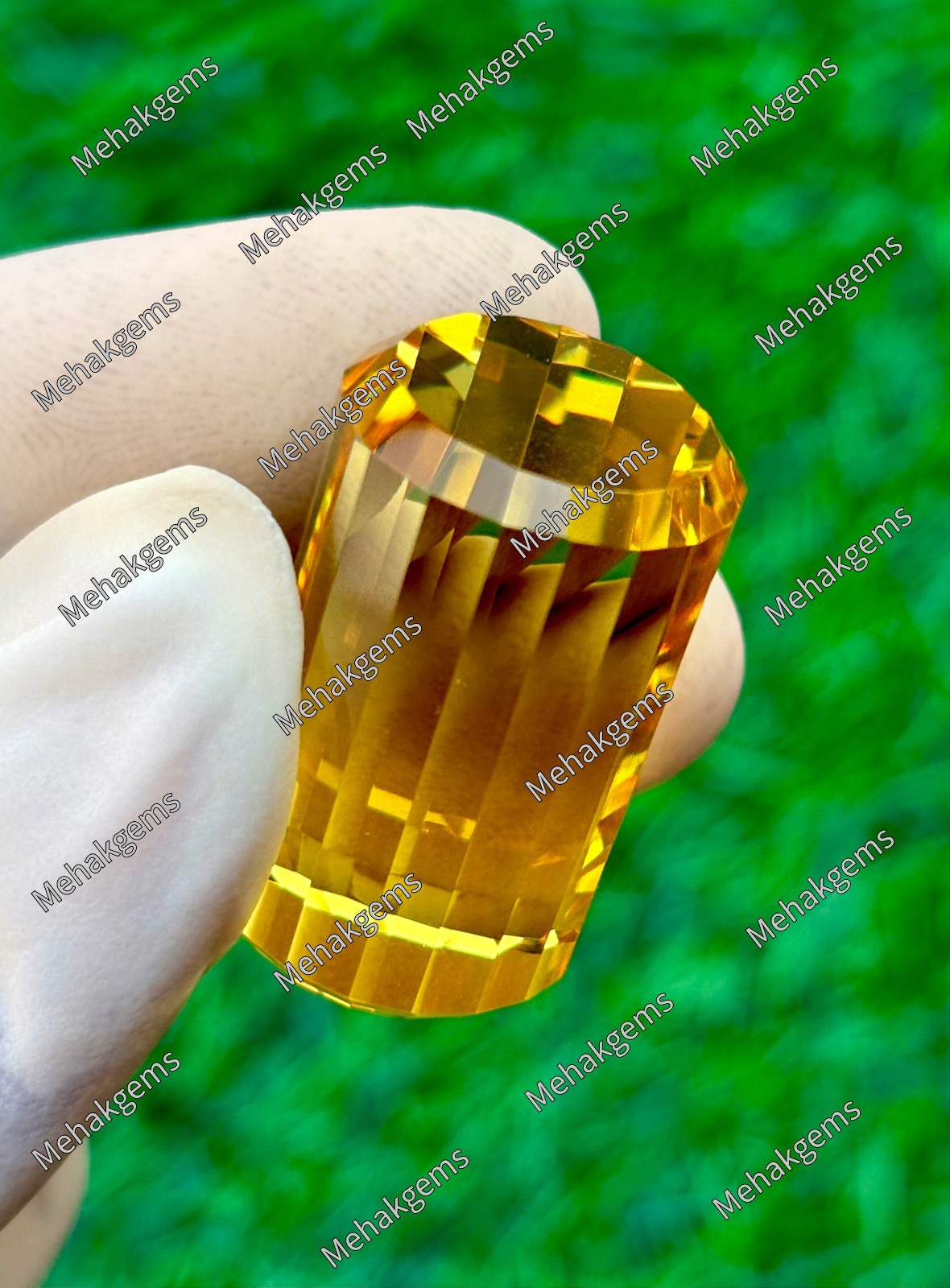 Large 98 Ct Citrine Gemstone, Pendant Size Cube Shape, Golden Yellow , November
