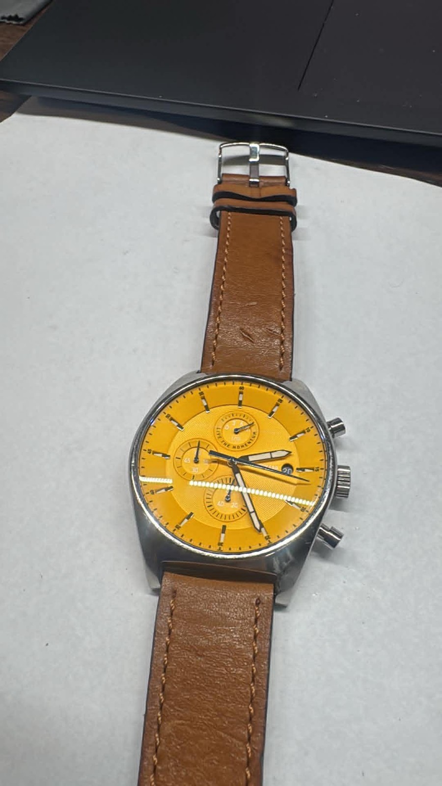 NEW 43mm Mens SS Detomaso Quartz Chrono watch D10-15 G2307 (A40)