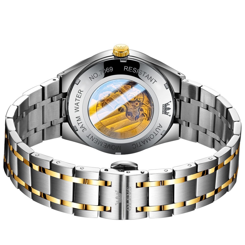 OLEVS 7069 Authentic Luxury Stainless Steel Strap Business Gents Automatic Watch
