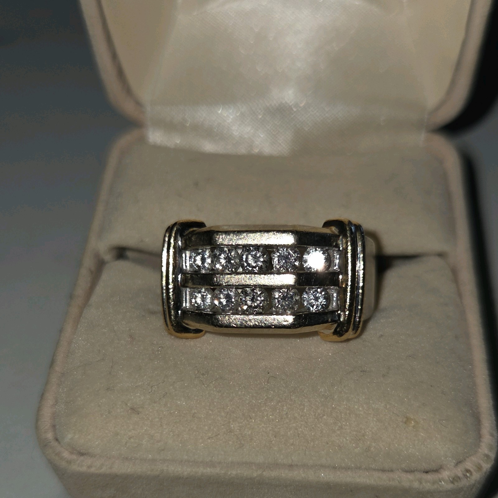 LORD & TAYLOR Men’s Two-Tone 14k Gold 1.0 Ct Diamond Band Ring Size 8-9