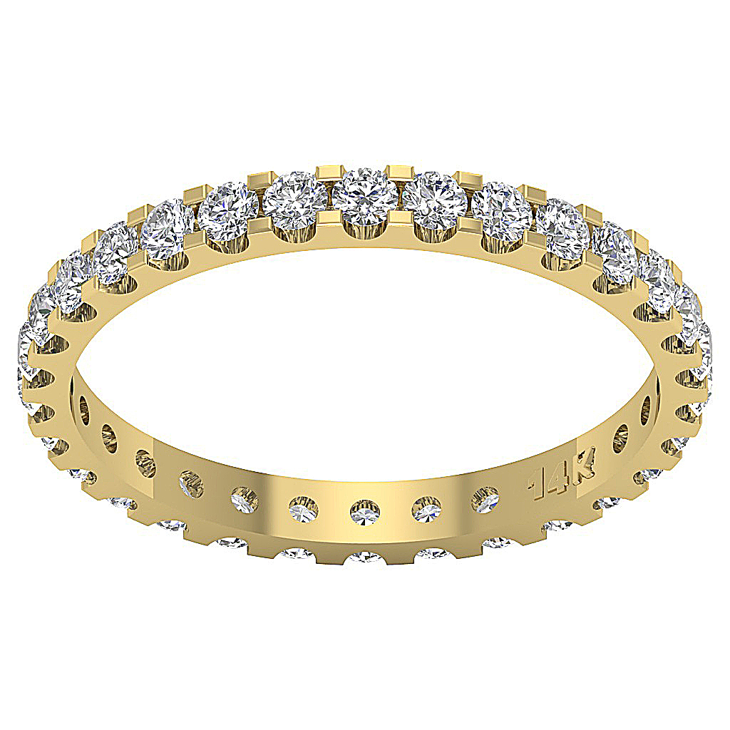 Eternity Wedding Ring I1 G 1.30 Ct Real Diamond 14K Yellow Gold Prong Set 2.70MM