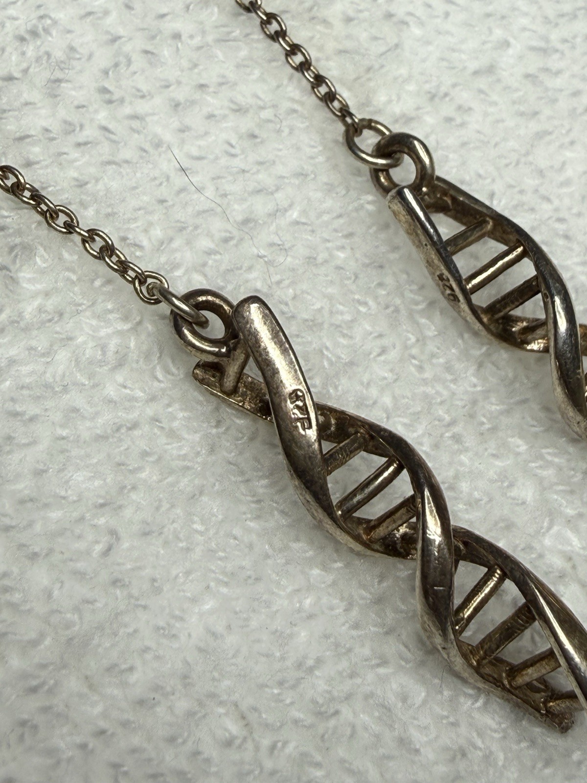 Sterling Silver 925 Double Helix DNA Drop Dangle Earrings