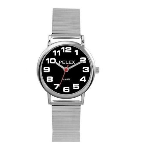 Watch Silver/Black Expandable Bracelet Splash-Proof Japanese Quartz Mens Classic