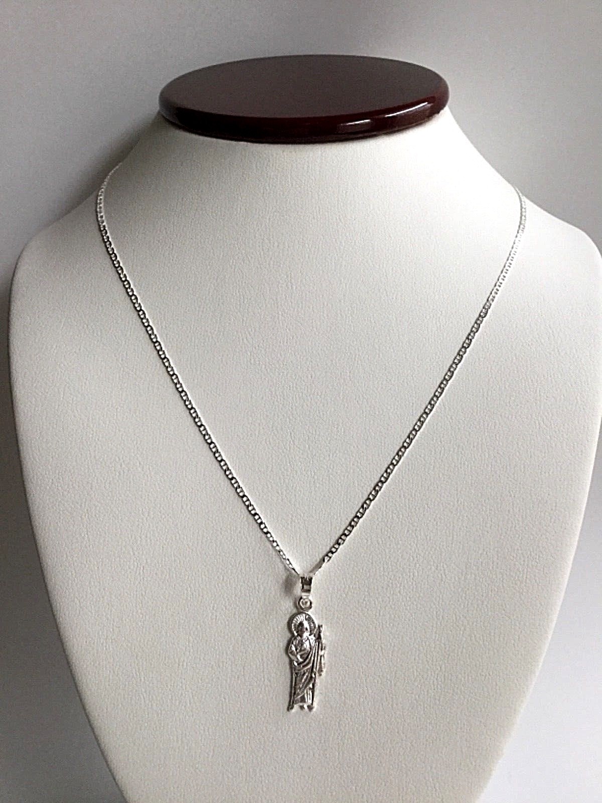 925 PLATA CADENA DE SAN JUDAS 22″ LARGO / SAINT JUDE NECKLACE 22” LONG – 30x8mm