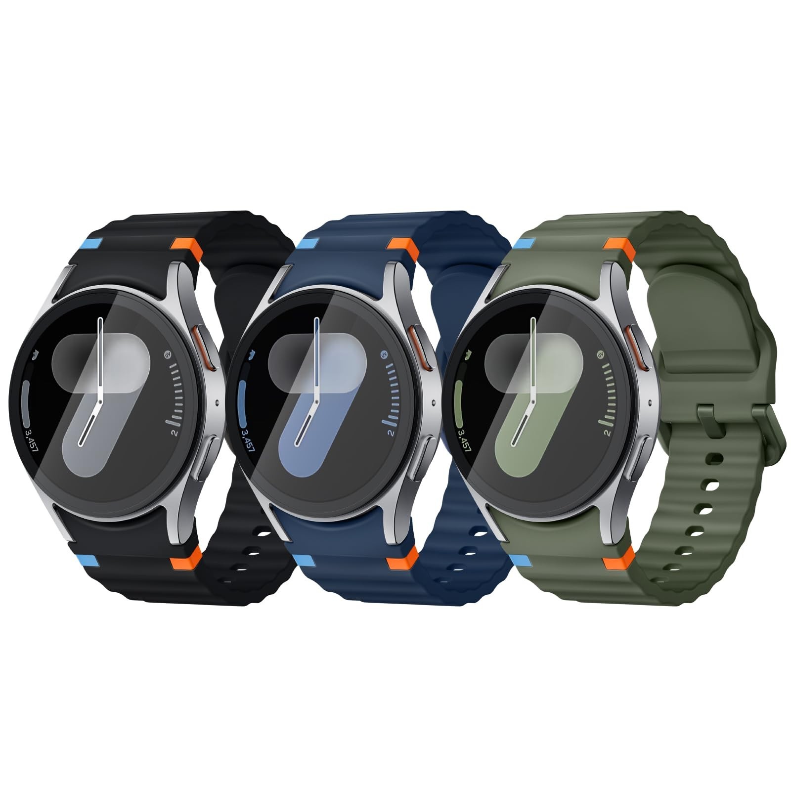 3 Pack Sport Band Compatible for Galaxy Watch 7 Bands 44mm 40mm, Samsung Gala…