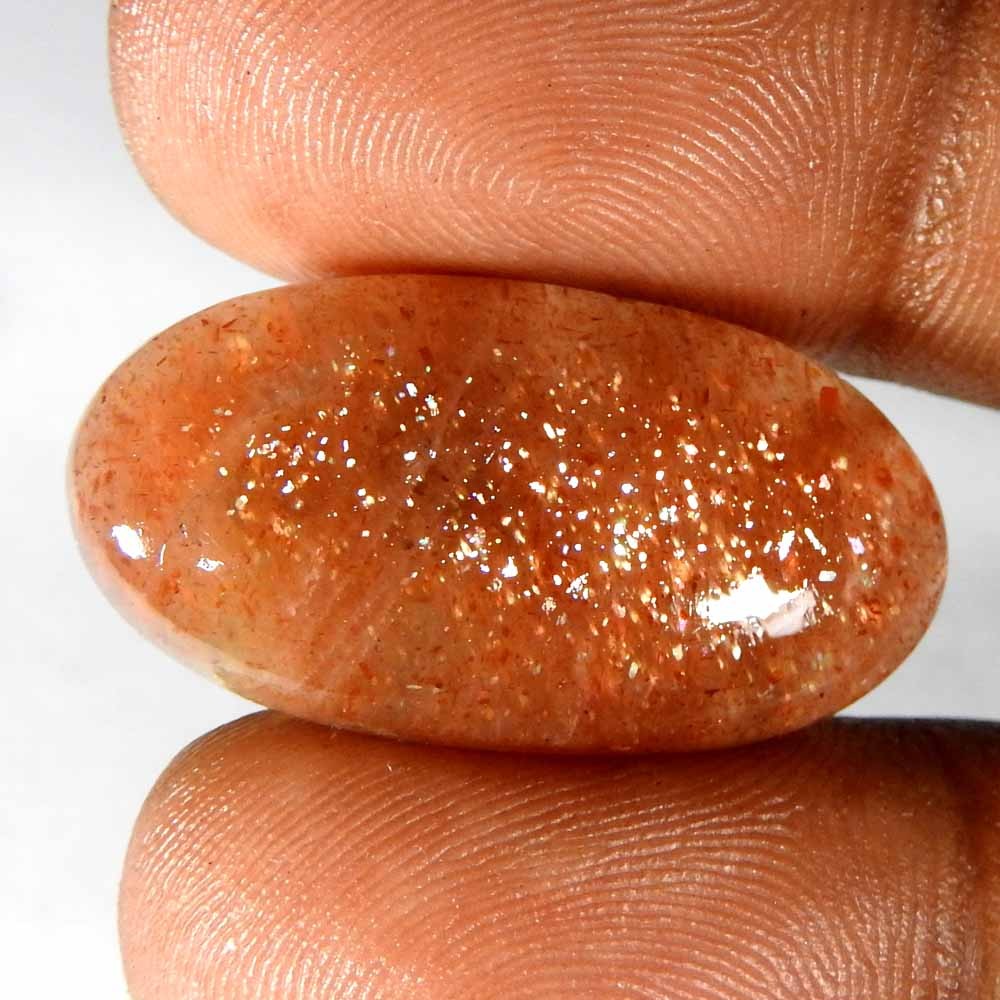 25.20 CT 29x15x6 mm Natural Chatoyant Red Sunstone Oval Cabochon Gemstone