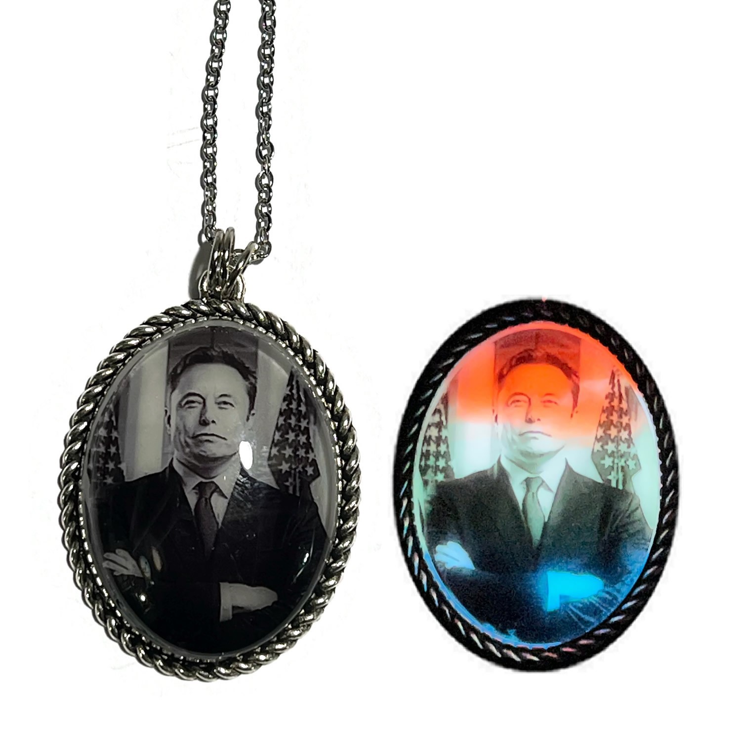Donald Trump or JD Vance or Elon Musk Glow in the Dark Pendant Necklace