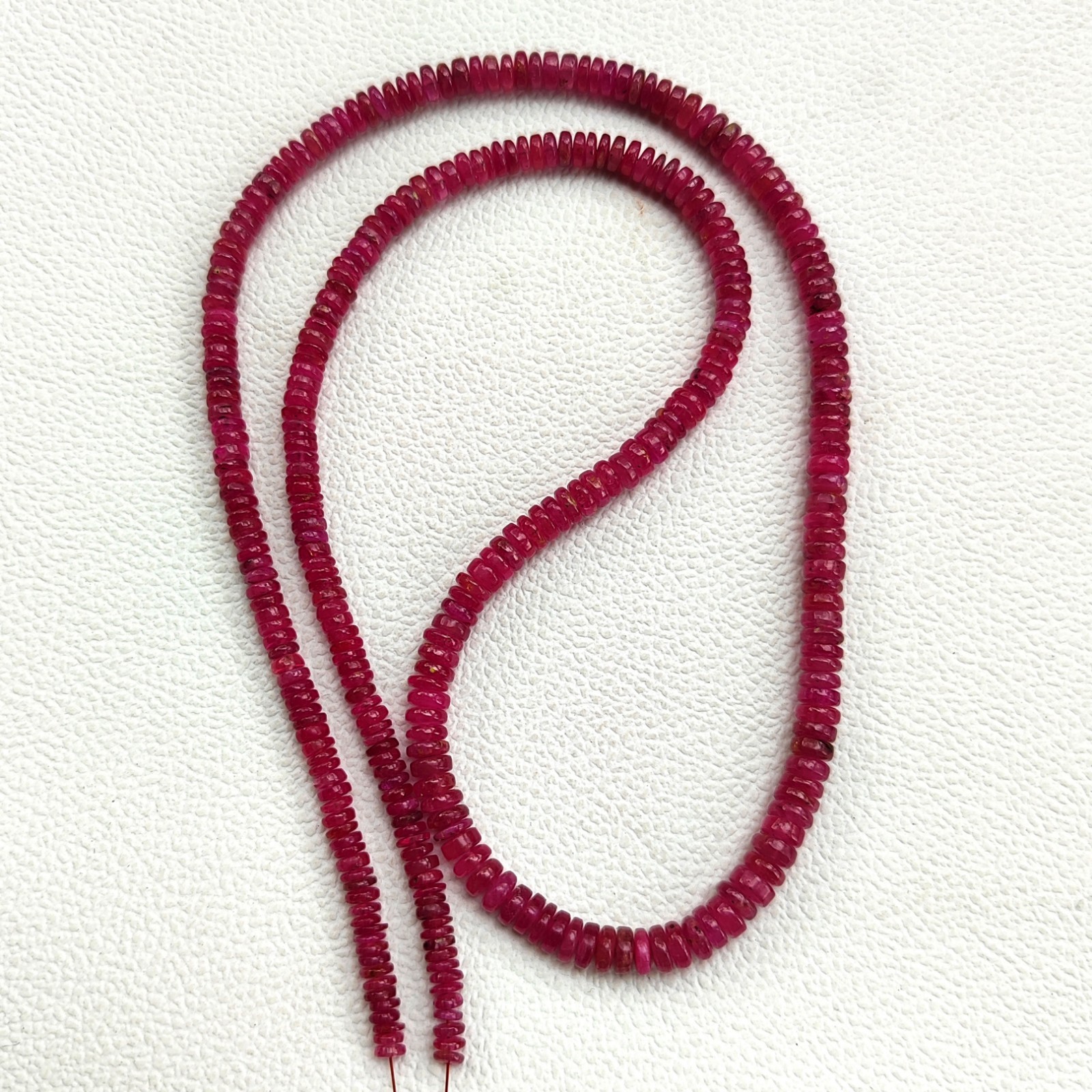 Natural Myanmar Ruby 3.5-5mm Heishi Smooth Beads Strand 23″ Genuine Burma Gems