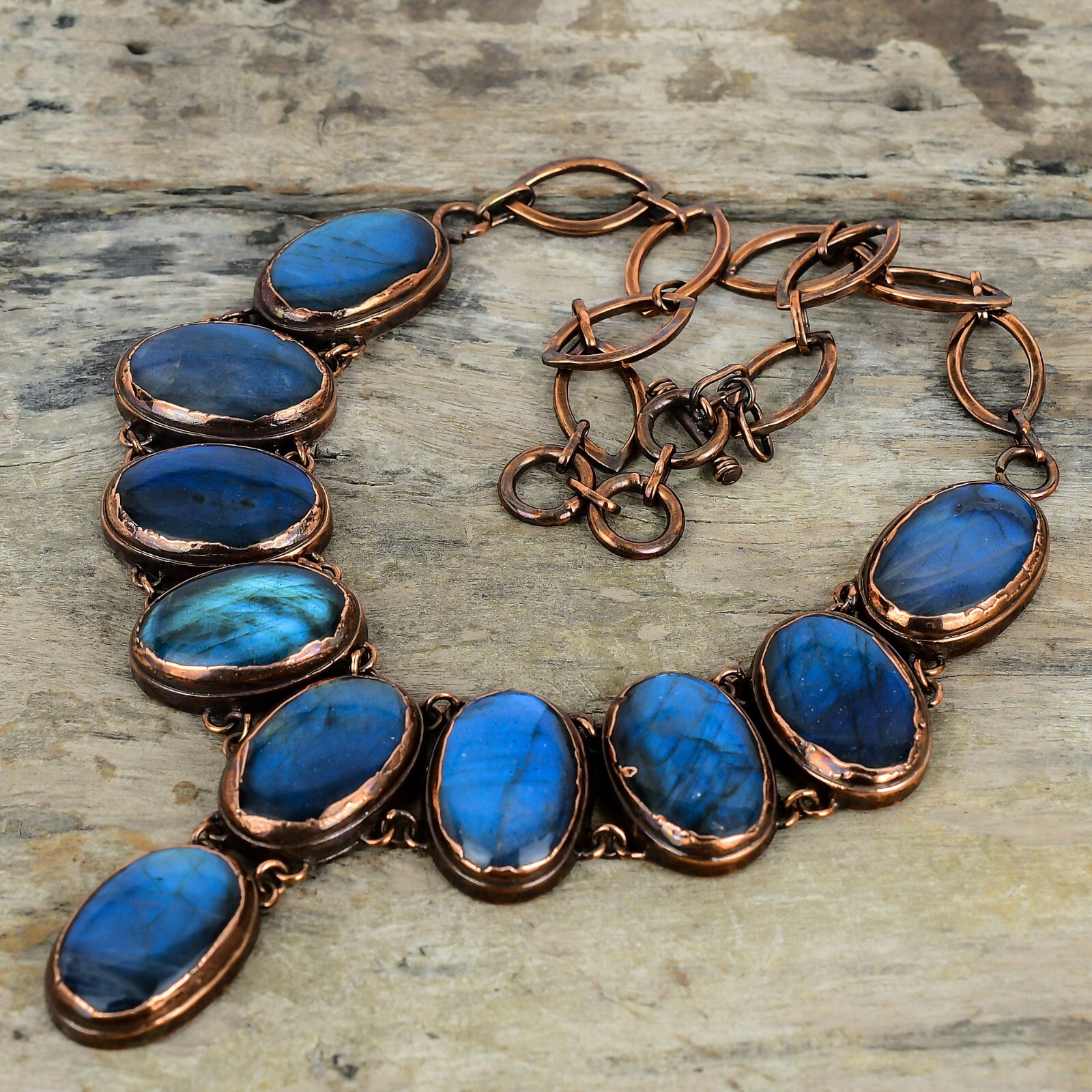 Labradorite Copper Sister Gift Electroformed Chain Adjustable Necklace 18.0″