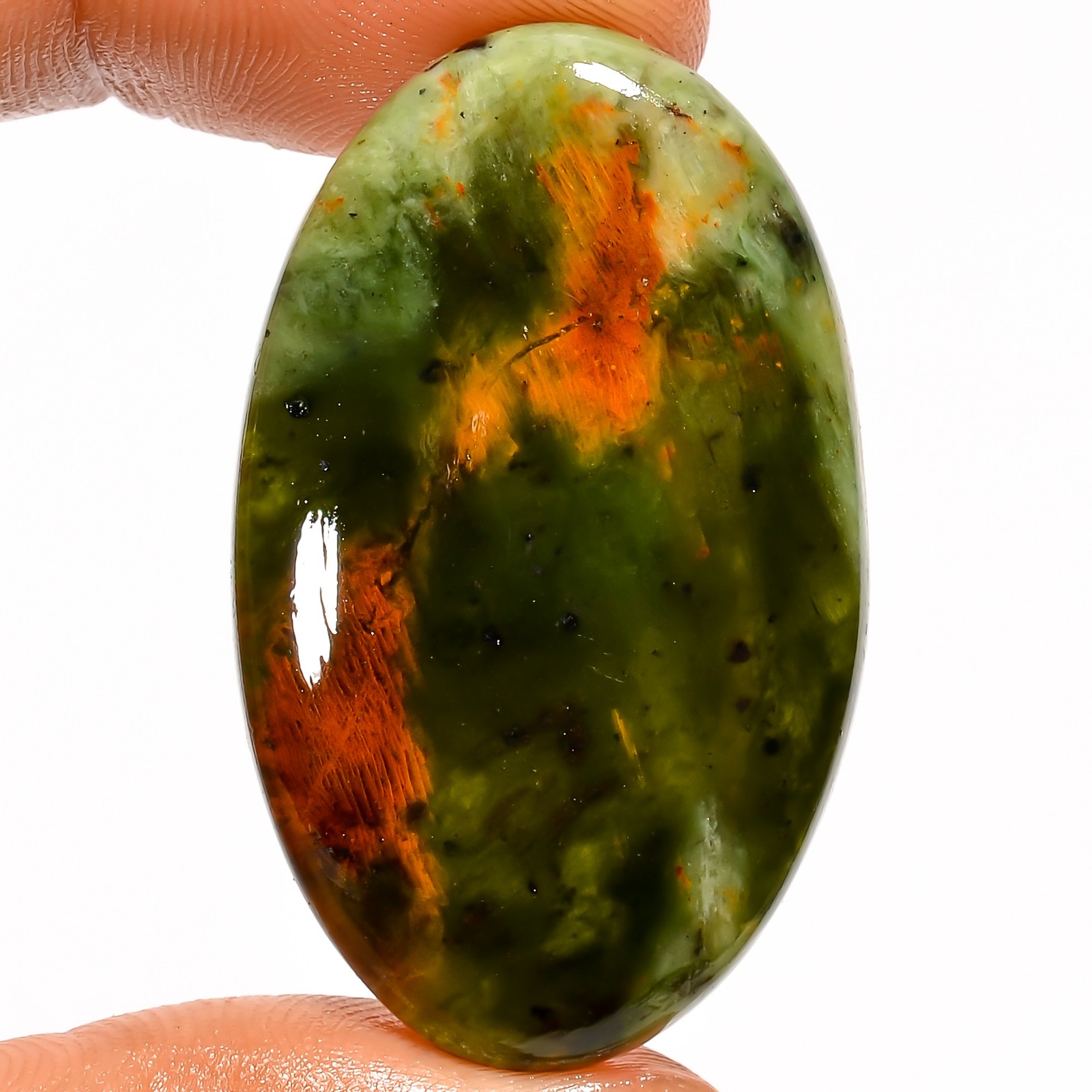 100% Natural Chrome Chalcedony Oval Cabochon Gemstone 45.5 Ct 40X24X5mm EE-54087