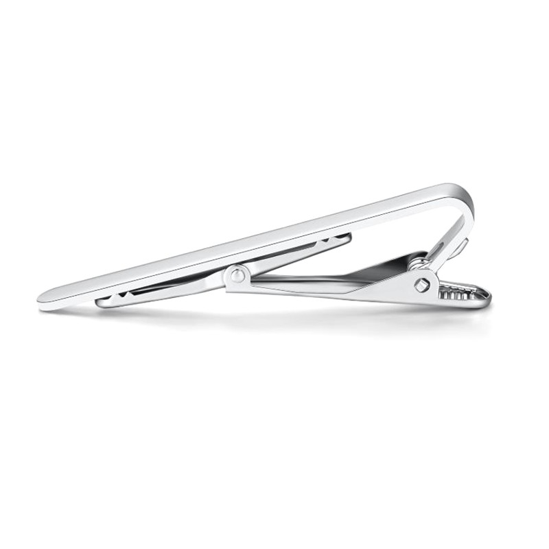 2.2″ Inches Tie Clip Mens Silver Bar Necktie Silver Clasp Clamp Stainless Steel