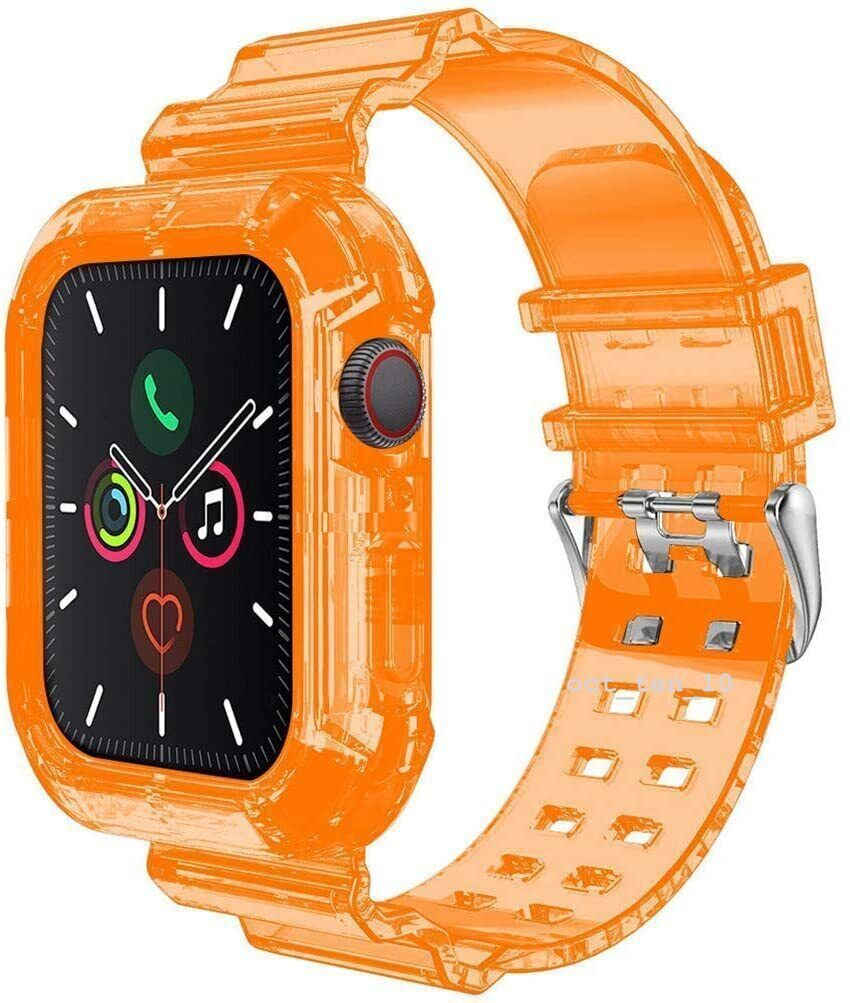 TPU Clear Sport Band + Case for Apple Watch 11 10 9 8 7 6 5 4 SE 3 40/44/41/45mm
