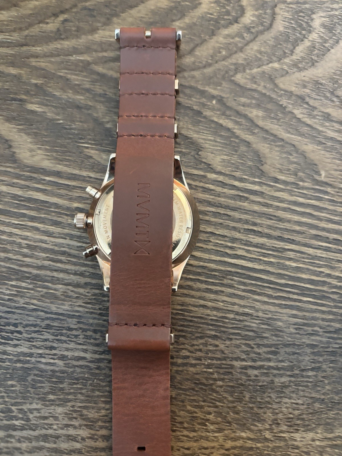MVMT Voyager Dual Time Quartz White Dial Brown Leather Strap 42mm *New Battery*