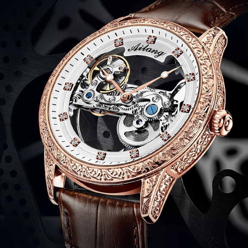 AILANG Men’s Automatic Mechanical Wristwatch Bridge Skeleton Sapphire Luminous