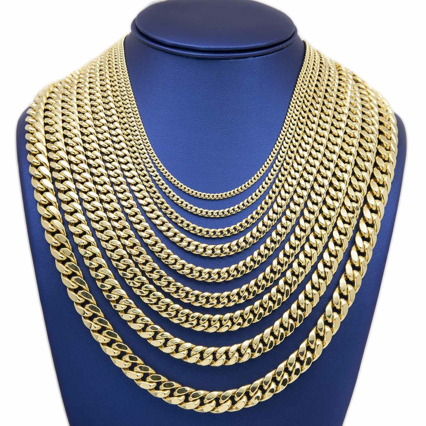 Miami Cuban Chain Necklace Real 10K Yellow Gold All Sizes