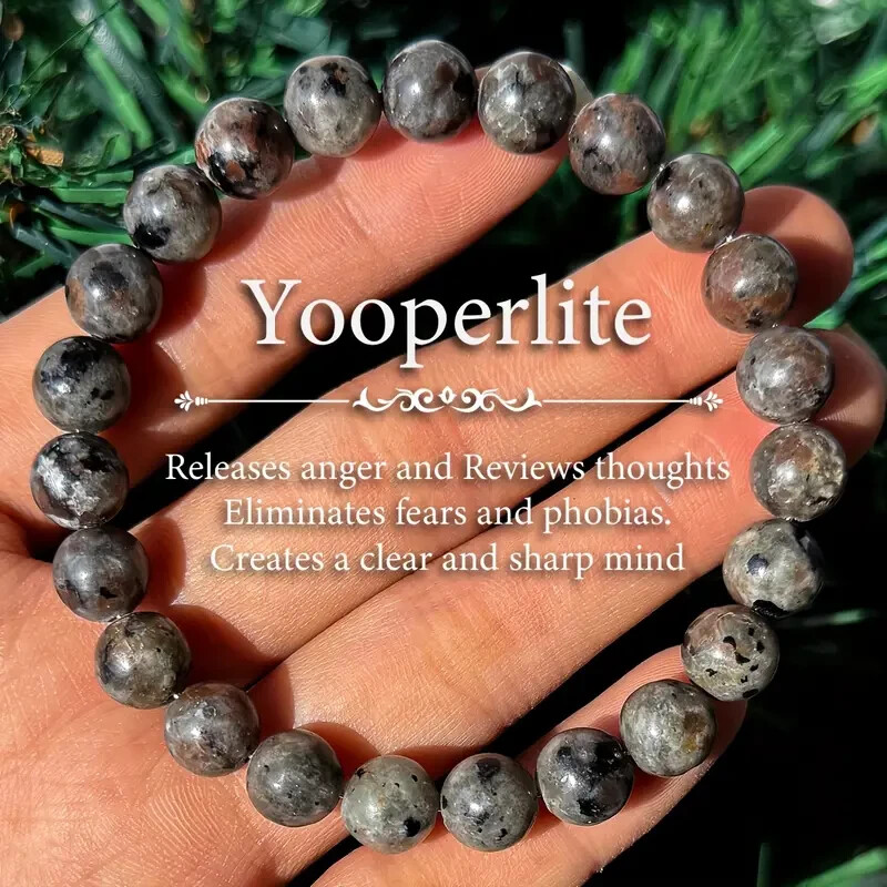 Natural Yooperlite Flame Stone UV Reactive Healing Chakra Handmade Bracelet