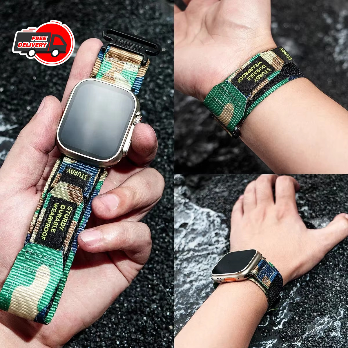 Sports Nylon Strap For Apple Watch iWatch Band 49mm 45mm 44mm 42mm 41mm 40mm SE