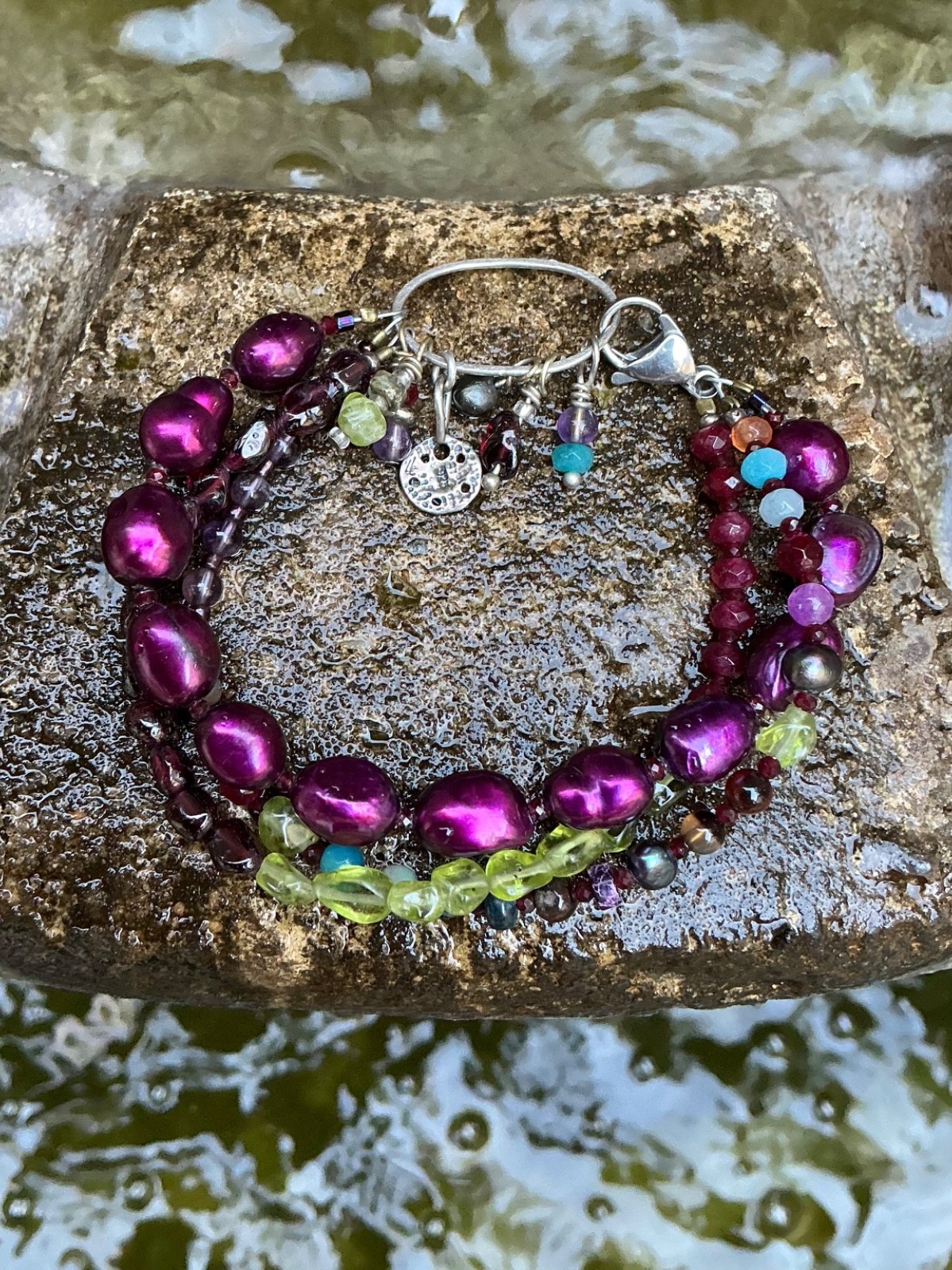 NEW: Inspired by Sundance Catalog, artist crafted three strand bracelet
