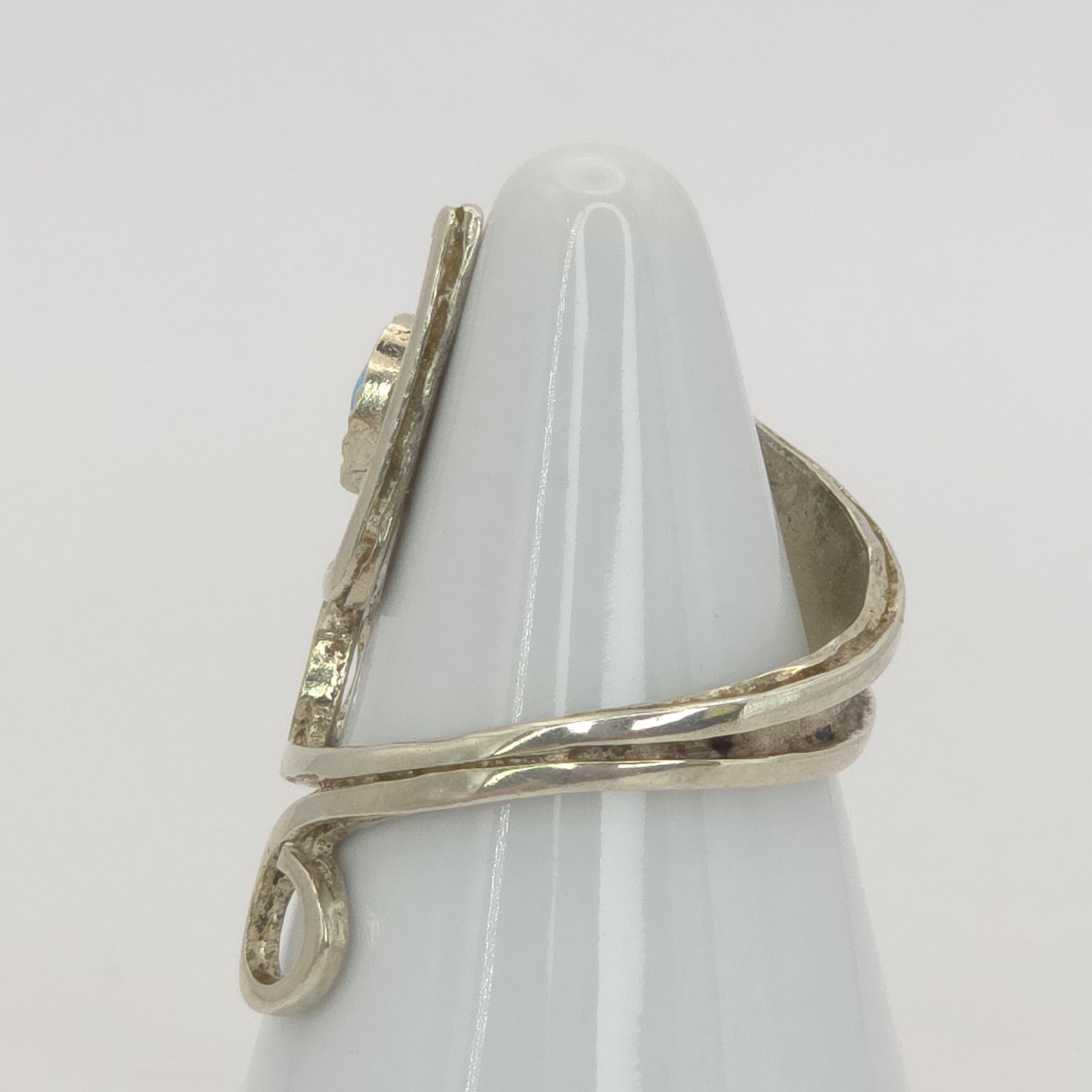 925 STERLING Silver Ring Fire Opal Native American Size 7.5 Play of Color Red