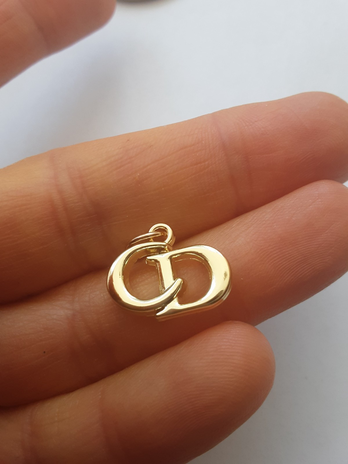 CHRISTIAN DIOR PENDANT ZIPPER pull gold toned stamped 0.6 inch