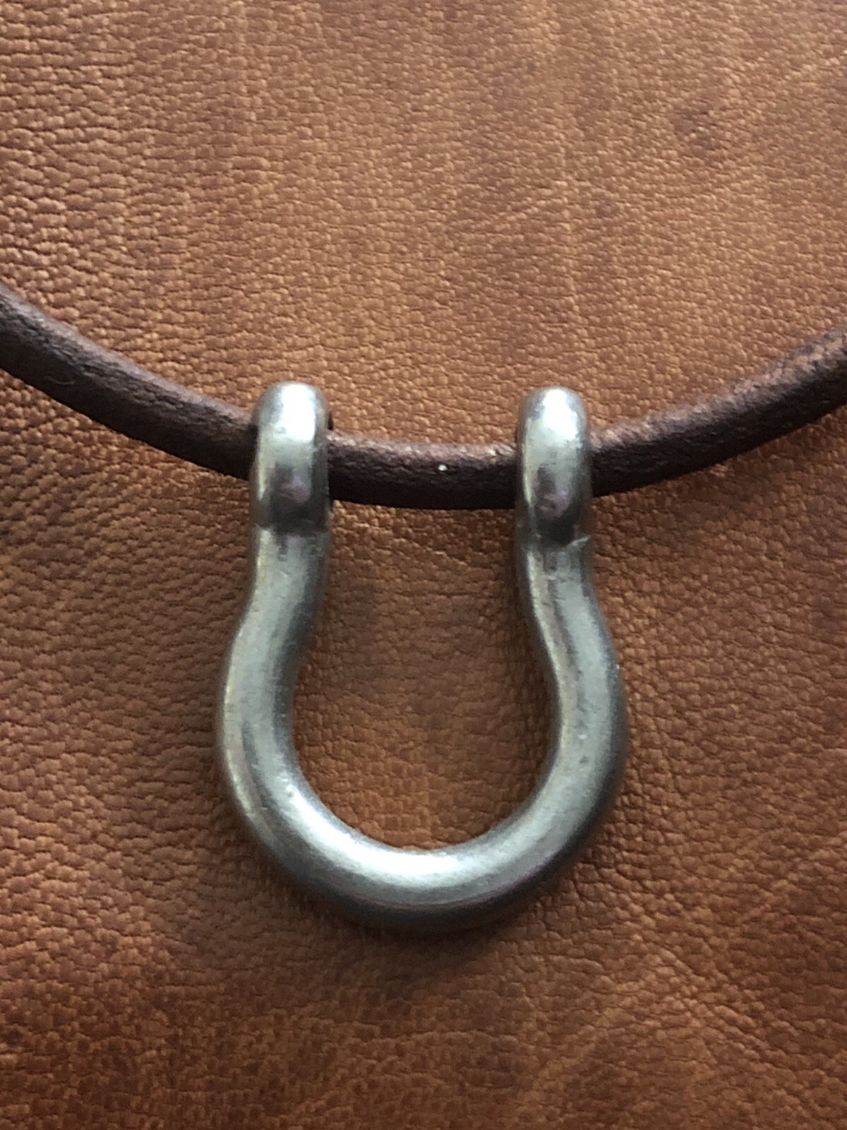 Abercrombie & Fitch Vintage Leather Lucky Horseshoe Metal Necklace Rare Western