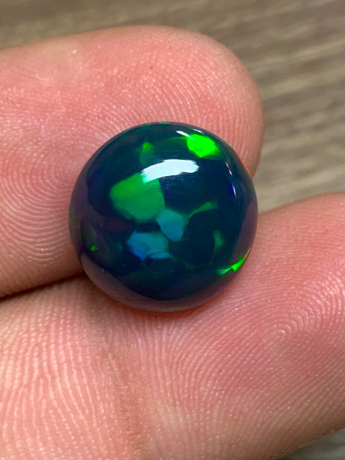 Ethiopian Black Opal Gemstone 4.65crt Round Cabochon Honeycomb Welo Loose Stone