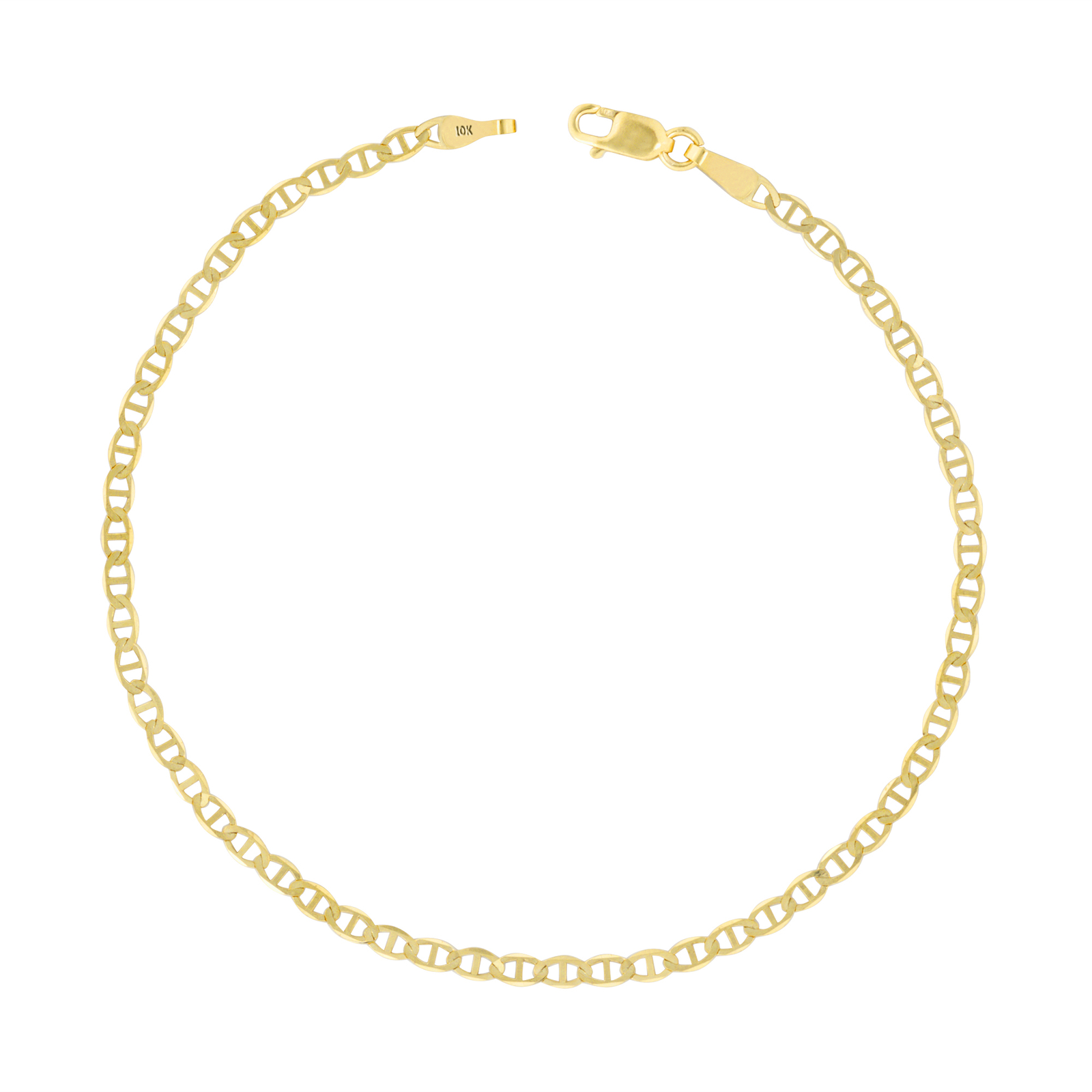 10K Yellow Gold Solid Womens 2.5mm Mariner Anchor Chain Bracelet Anklet 7″ 8″ 9″