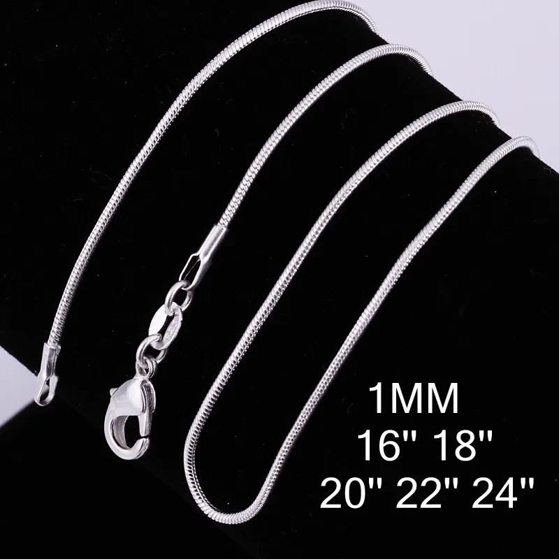 Men&Women’s 925 Sterling Silver Tarnish-Free Italian Snake Chain Necklace 16-24*