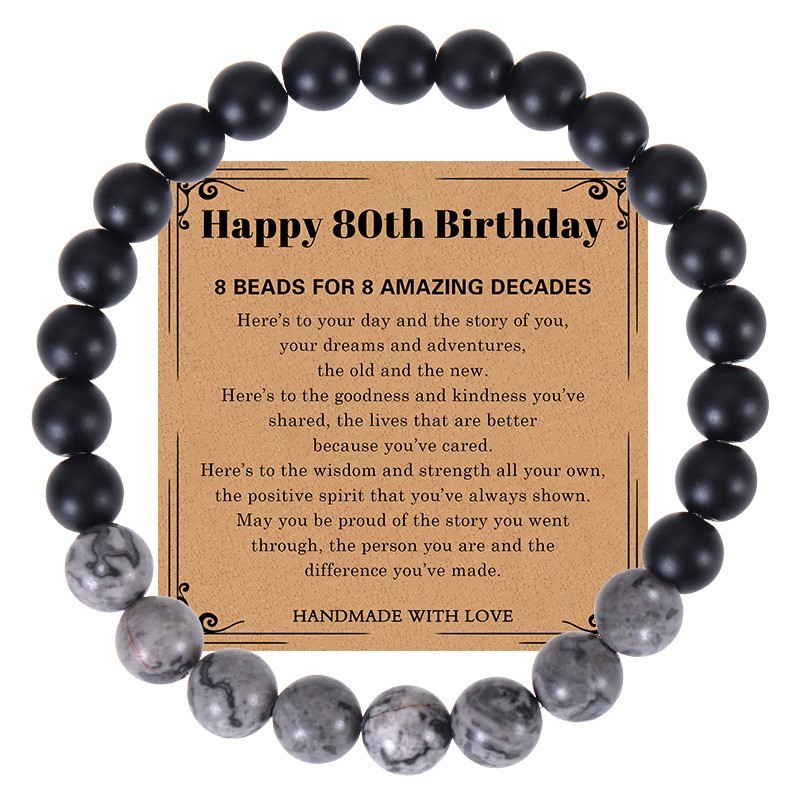 Milestone Birthday Bead Bracelet Gift for Him -21st 30th 40th 50th 60th 70th Men