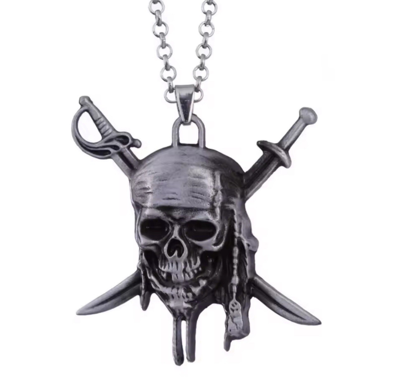 Gothic Skull Pendant Necklace Punk Skeleton Chain Vintage Hip Hop Jewelry