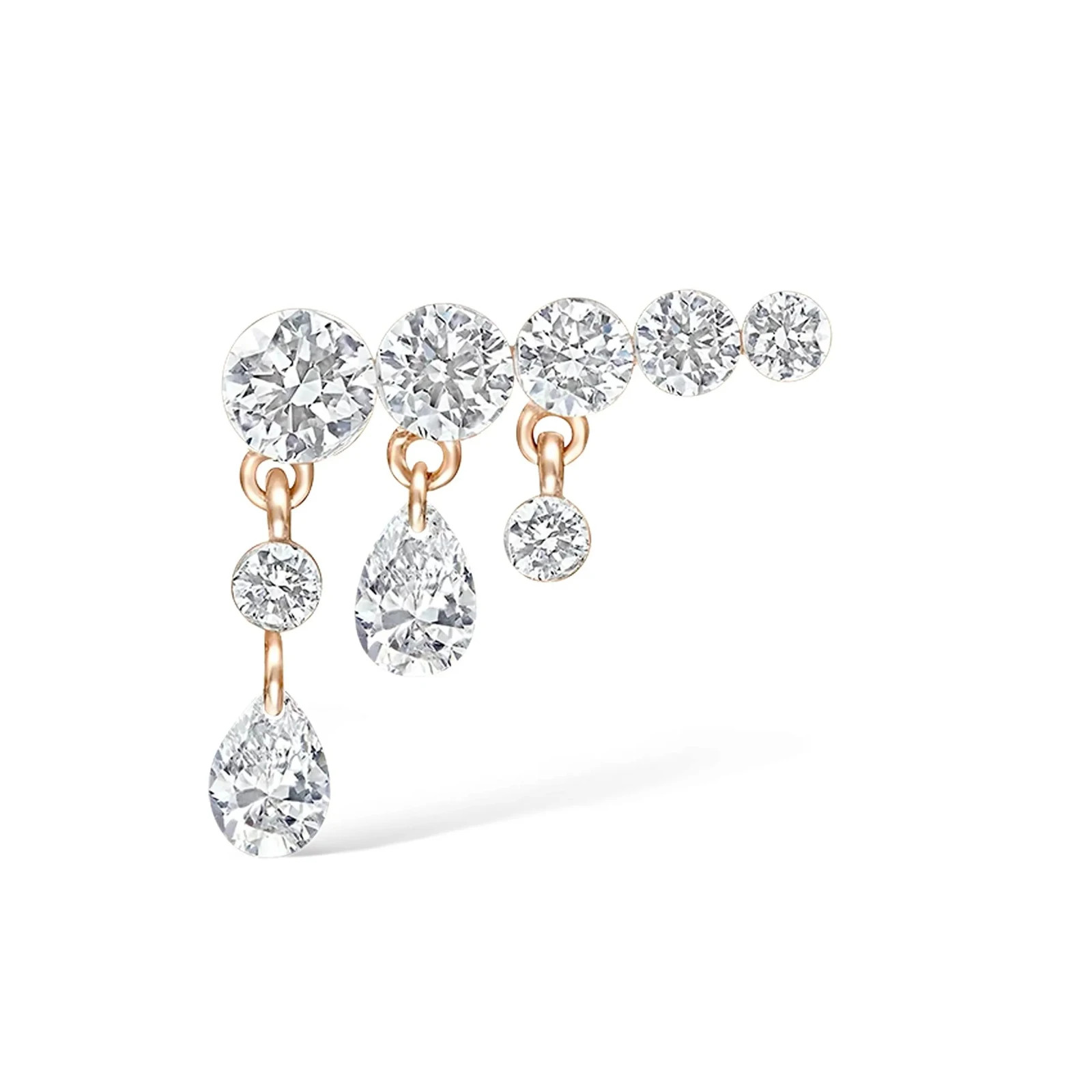 925 Sterling Silver Moissanite Pear Round Dangle Statement Earrings