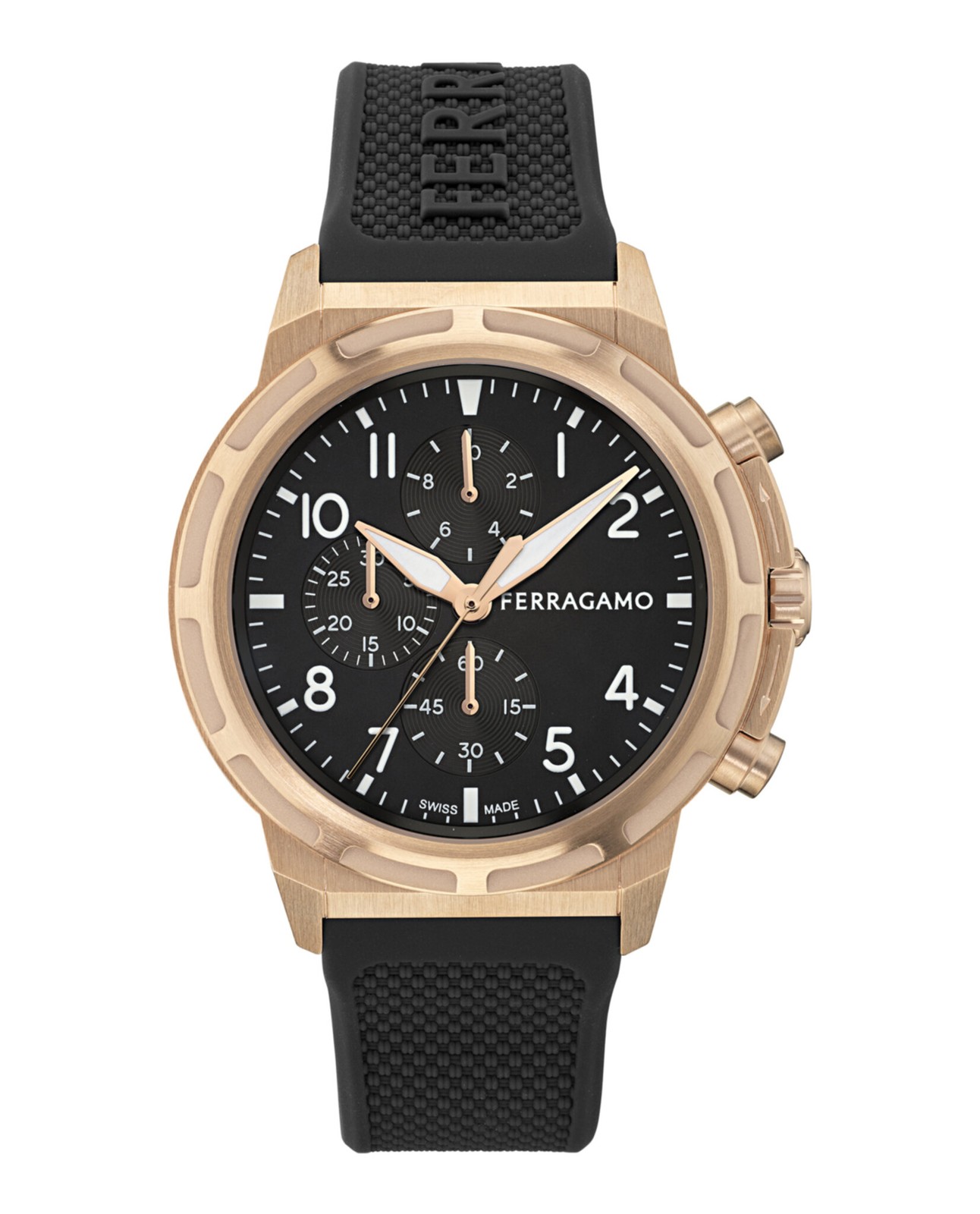 Ferragamo Mens Rosegold 44mm Strap Fashion Watch