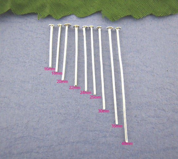 Sexy Sparkles 100 Pcs Head Pins Findings Silver Tone 22mm 21 Gauge