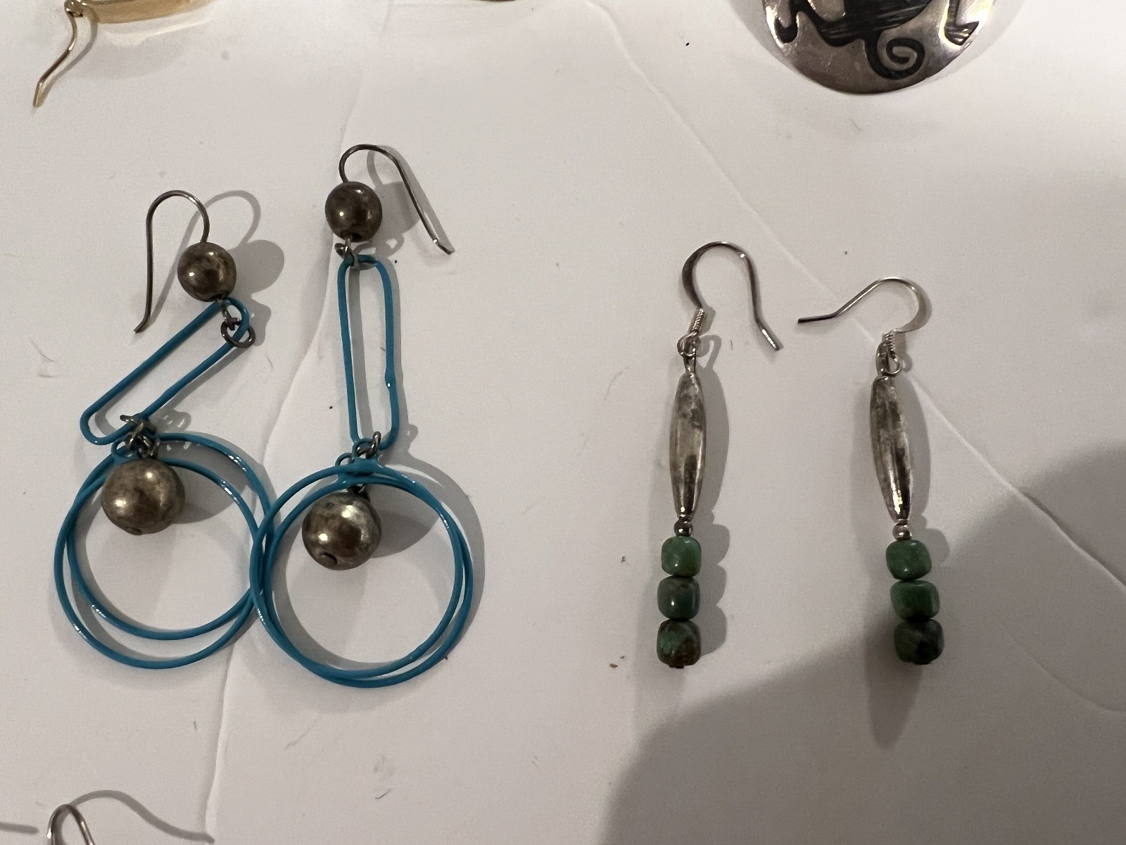 EIGHT PAIRS VINTAGE ESTATE EARRINGS SOUTHWEST NATIVE STERLING SILVER TURQUOISE2