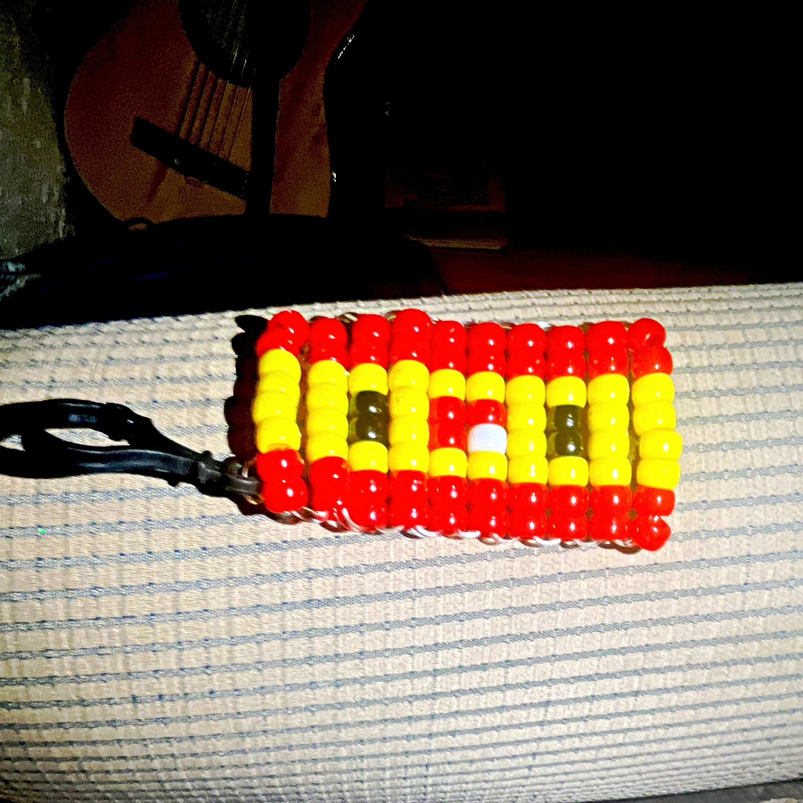 Adjustable Beaded Plastic Bracelet Red Yellow White Black Cord Drawstring