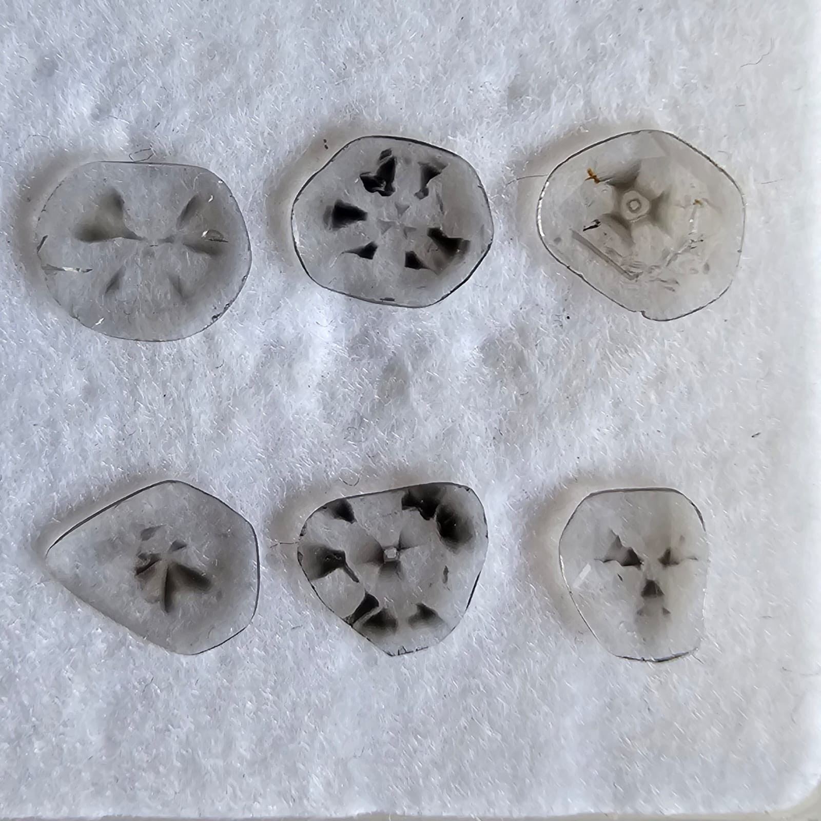1.15CT (6pc) 6.00mm to 7.50mm , Trapiche diamond, Natural Slice (zimba polki)