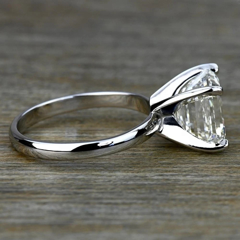 RARE 3.00 Ct Certified White Diamond Asscher Cut Solitaire Ring 925 Silver